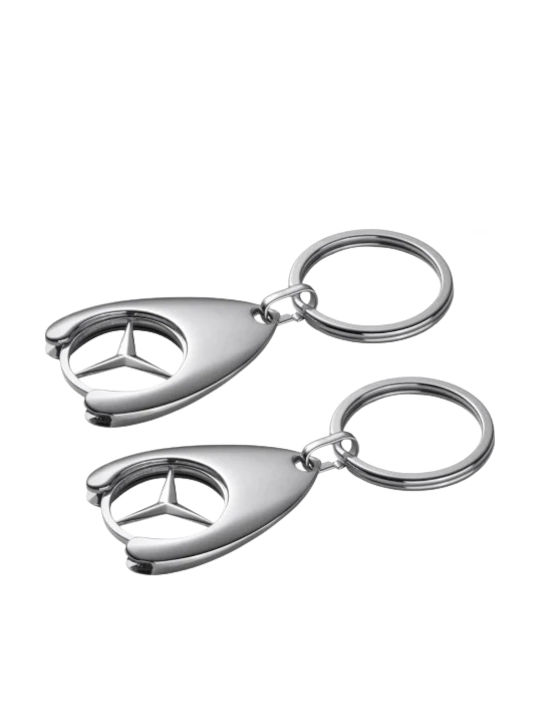 Set Zwei Depox Schlüsselanhänger Mercedes 7,5 Cm Metallisch Silber