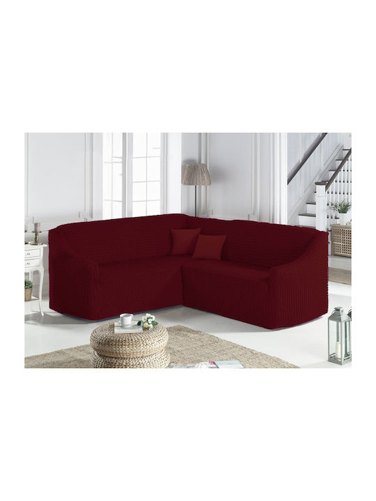 Kraft World Elastic Cover for Corner Sofa Burgundy 1pcs CVR-CGXV-Μπορντό