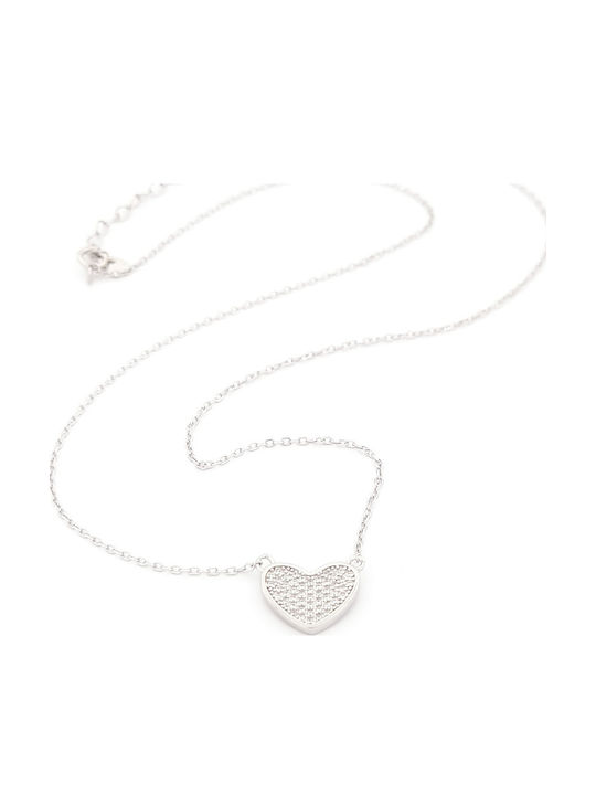Necklace with design Heart from Silver with Zircon