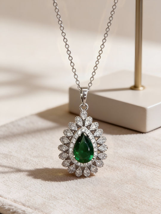 Chrysothemiss Γυναικείο Κολιέ Golden Imperial Emerald Drop Επιπλατινωμένο Πράσινο Κρύσταλλο Chrysothemiss Γυναικείο Κολιέ Golden Imperial Emerald Drop Επιπλατινωμένο Πράσινο Κρύσταλλο