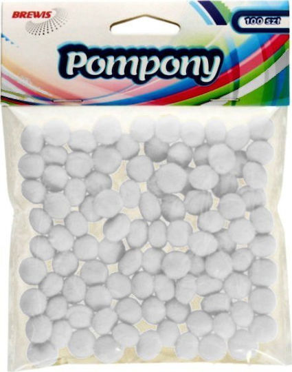 Brewis Пом Пом Pom17 1см Бели 100 Бройки