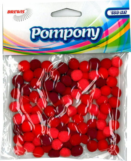 Brewis Помпони Pom10 1см Червени Оттенъци 100 Бройки