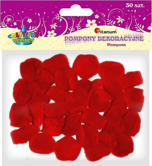 Acrylic Pom Poms Titanum 25mm 30 Pieces Red Craft-fun