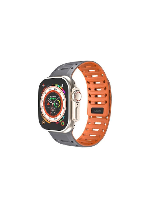 Wiwu Silicone Metal Strap Apple Watch 42 44 45 49mm Wearable Strap Grey Orange