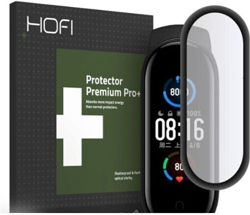 Hofi Hybrid Стъкло 7h Закалено Стъкло Черно Xiaomi Mi Band 5