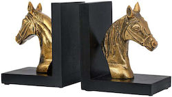 Buchenden-Halter Pferd Set 2Stück 965-225-017 25x10x15cm Antik Gold-Schwarz Metall Buchenden-Halter Pferd Set 2Stück 965-225-017 25x10x15cm Antik Gold-Schwarz Metall