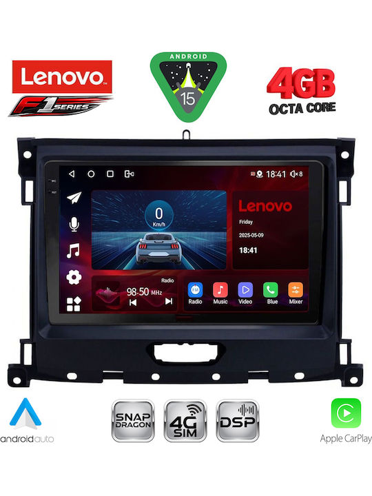 Lenovo Car Audio System for Ford Ranger 2018-2023 (Bluetooth/USB/WiFi/GPS/Apple-Carplay/Android-Auto) with Touch Screen 9"