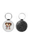 Leather Round Keychain Saint Valentine's Couples Glitter Black
