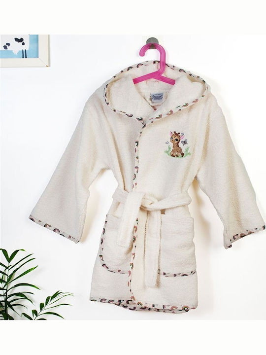 Dimcol Baby Bademantel mit Kapuzen Giraffe Ecru...