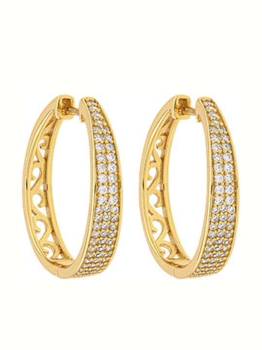 Breeze Earrings Hoops from Silver Gold Plated with Stones