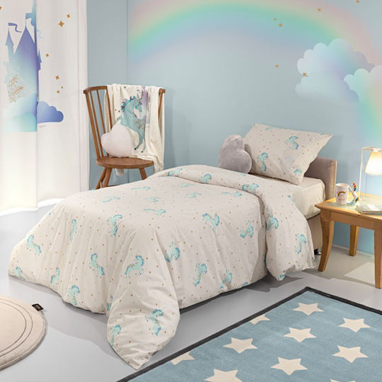 Saint Clair Seturi de cearșafuri Single Bumbac Pinto Aqua 165x250cm 3buc
