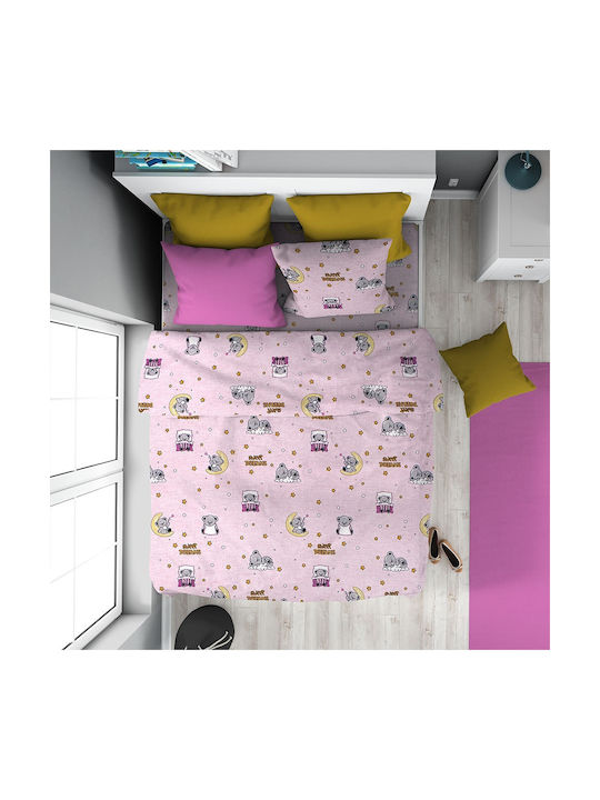 Dimcol Sheet Set Single Cotton Sweet Dreams Pin...
