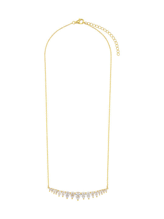 Breeze Colier cu design Floare Placat cu aur cu Zirconiu