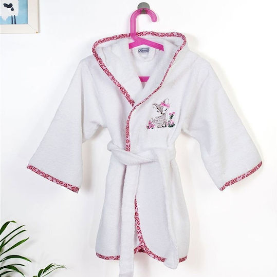 Dimcol Kids Hooded Bathrobe White-pink