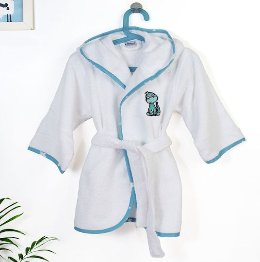 Dimcol Halat de Baie pentru Copii White-sky Blue cu Glugă