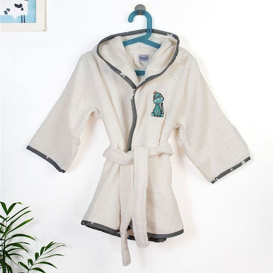 Dimcol Kids Hooded Bathrobe Ecru-grey Dimcol Kids Hooded Bathrobe Ecru-grey