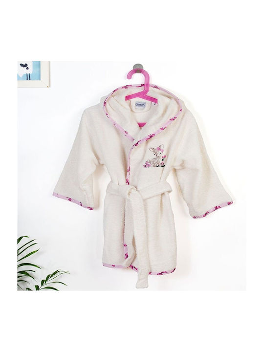 Dimcol Kids Hooded Bathrobe Ecru-pink