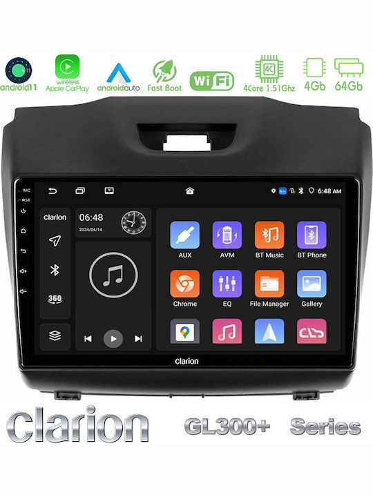 Clarion Gl300+ Series 4core Android11 4+64gb Isuzu D-max 2012-2019 Navigation Multimedia Tablet 9" U-gl34-iz588