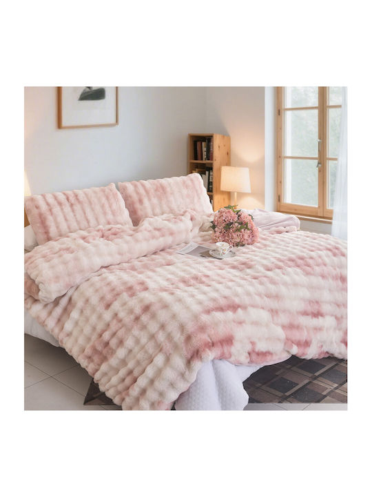 Mc Decor Duvet Cover Set Queen with 2 Pillowcases 220x240 Light Pink