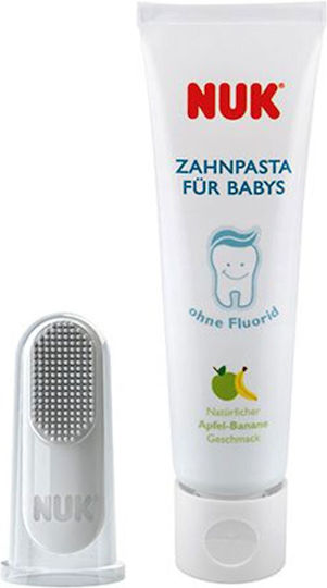 Nuk Tooth & Gum Cleanser Baby Toothpaste Set with Toothbrush for 3m+ 2 Pieces with Banana Flavor 40ml