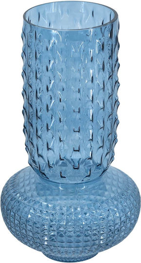 Artekko Διακοσμητικό Βάζο Γυάλινο Glassy Μπλε 21.3x21.3xΥ38.3cm