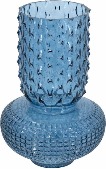 Artekko Decorative Vase Glassy Blue 21.5x21.5x32.6cm