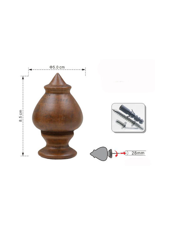 Galifas Curtain wood end Bronze 1pcs