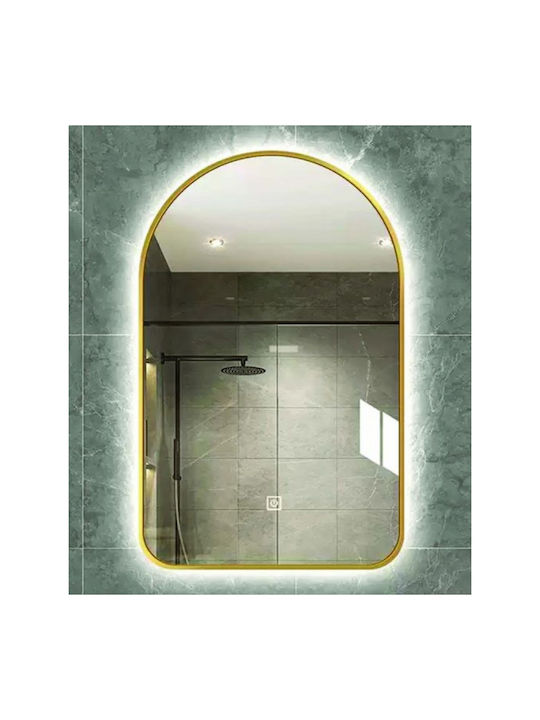 Gloria Kamara Οβάλ Καθρέπτης Μπάνιου Led 50x80cm Χρυσός