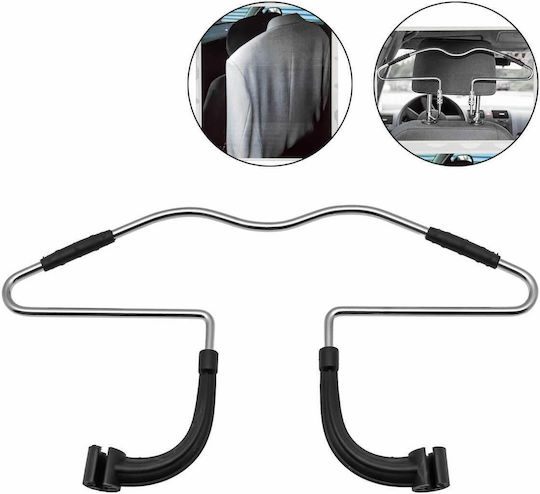 Metal Car Headrest Hanger Silver-Black Oem