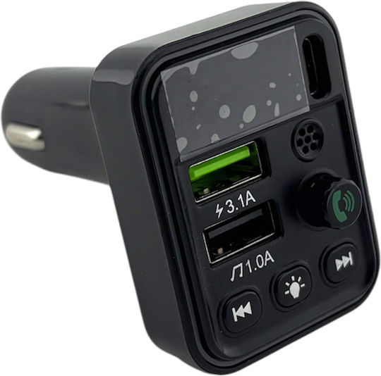 Gerlax C-m17 Transmitter Bluetooth Mp3 Πολλαπλές Θύρες Φόρτισης Φωτισμό Μαύρο