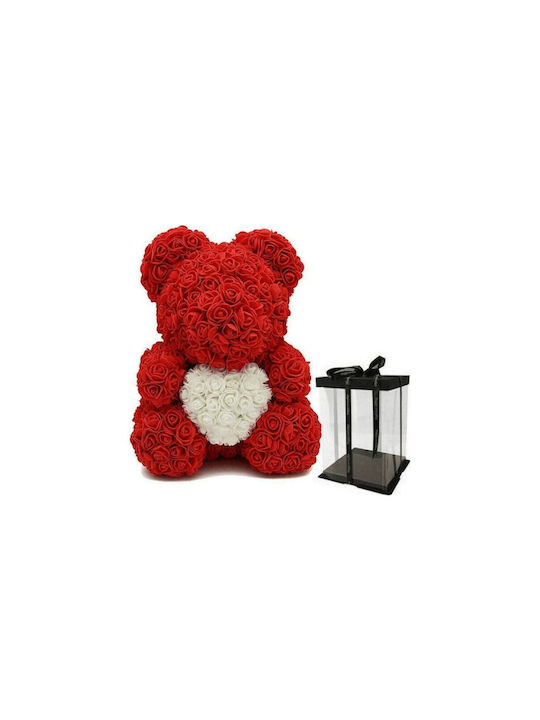 Ursuleț De Pluș Flori Și Plante Artificiale Decorative Trandafiri Roșii Și Albi 25cm În Cutie Whj-499-005