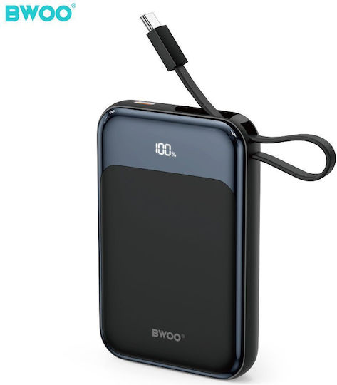 BWOO P80 Power Bank 10000mAh 20W with USB-C Port Power Delivery Black