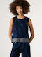 Women's Blouse Cotton Sleeveless Blue