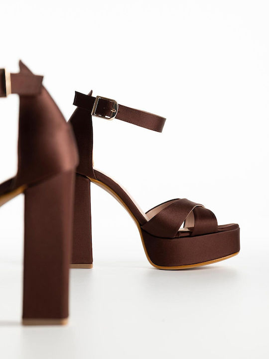 Bozikis Stoff Sandalen Braun