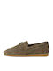 Leather Women's Moccasins in Green Color