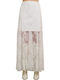 Satin,σατεν Hoch tailliert Maxi Rock Umschlag White
