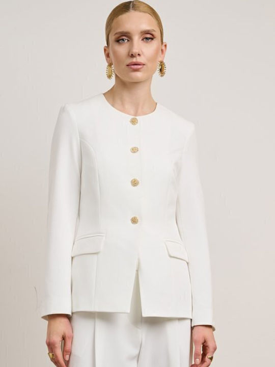 Desiree Lang Damen Mittellang Blazer White