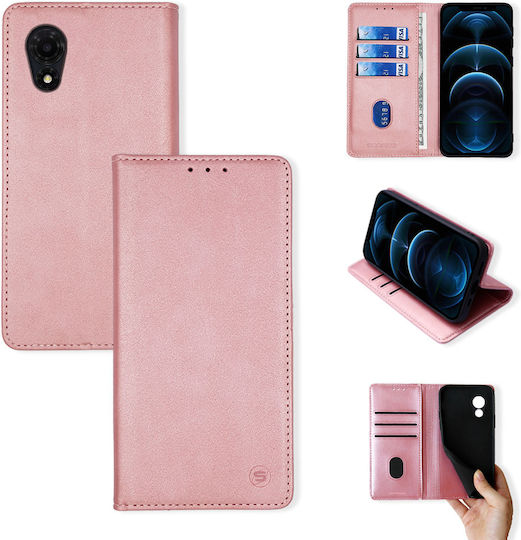 Vintage Magnet Wallet Mobile Phone Case Sonique TCL 501 4G Rose Gold