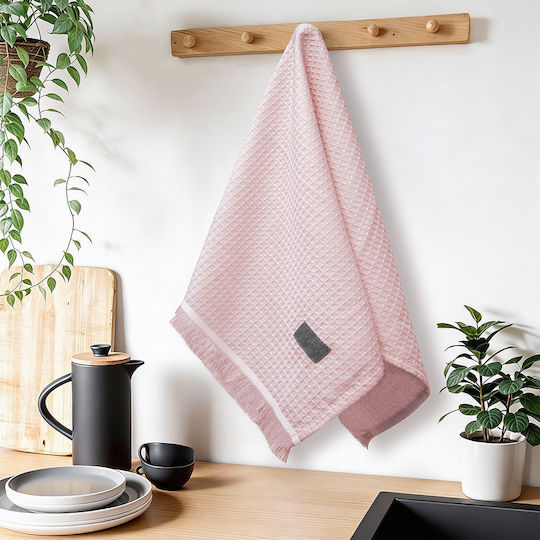 Lino Home Geschirrtuch aus 100% Baumwolle in Rosa Farbe 40x60cm