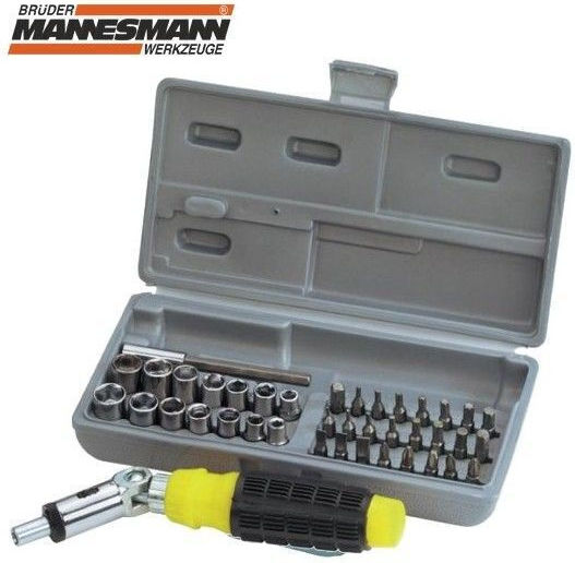 Mannesmann Nüsse Torx mit Vierkant-Antrieb 1/4", HEX Set 41Stück