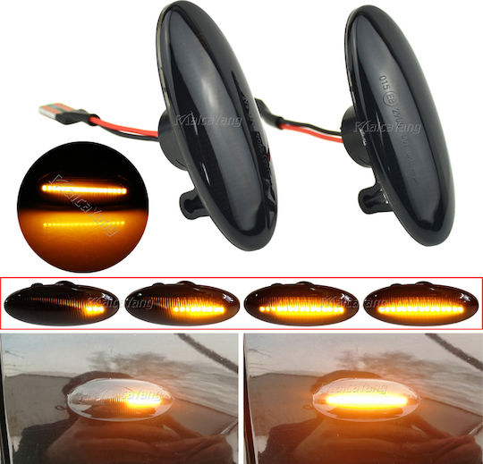 Carro 278025 Becuri Auto Laterale Flash Aripă Smart W453 Renault Master Koleos Opel Movano Nissan Evalia Juke Micra Note D22 Pixo Qashqai Tiida X-Trail Lumini LED Dynamic Fumuriu 2 Bucăți