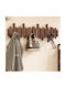 Wooden Wall Hanger 8 Hooks Brown 53x20cm