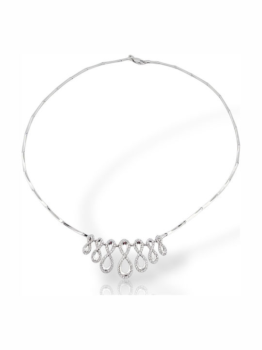 Mentzos Necklace from White gold 14K with Zircon