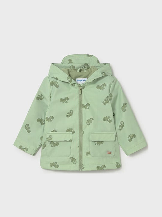 Wasserdichtes Kinderjacke Lässig Lang mit Kapuze Grün