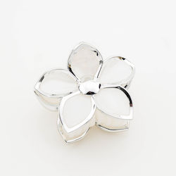 Claw Clip Flower Marble Effect White