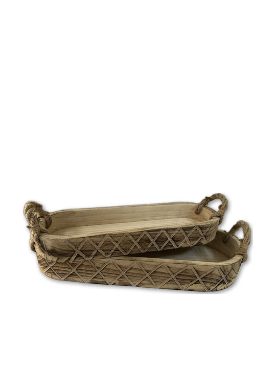 keleman Διακοσμητικό Μπωλ Ξύλινο Καφέ 71x28cm