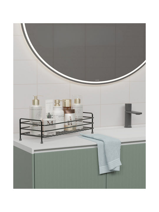 Femmit Metallic Bathroom & Kitchen Shelf 35x15cm – Counter Organizer Makeup Cosmetics Perfumes Creams Jewelry – Matte Black