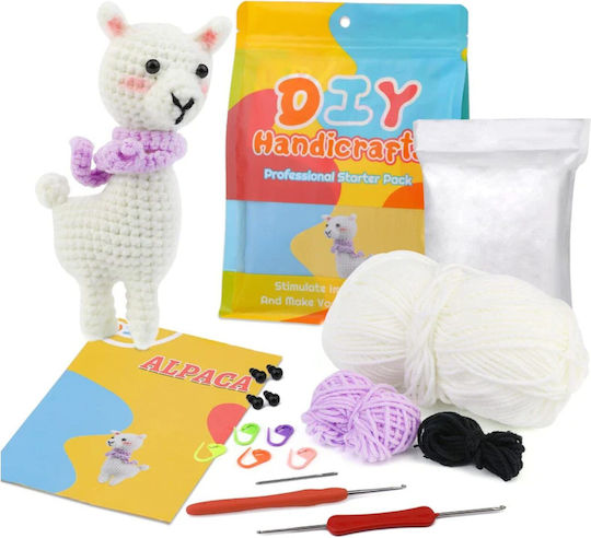 Complete Diy Crochet Set Beginners Advanced Accessories Thread Tools Instructions Included Plush Animal Model Handmade Alpaca White Purple