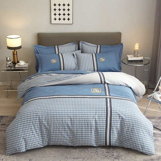 4 Seasons Collection Flannel Duvet Cover Set 4 Pieces Bottom Sheet and 2 Pillowcases Blitz Super King 220x240 cm