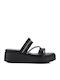 Черни Кожени Flatforms Тънки Метализирани Презрамки
